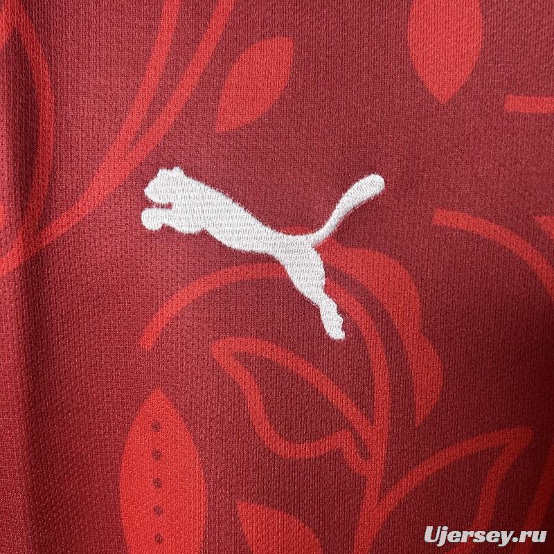 2025 Portugal National Team Burgundy with Floral Pattern Jersey