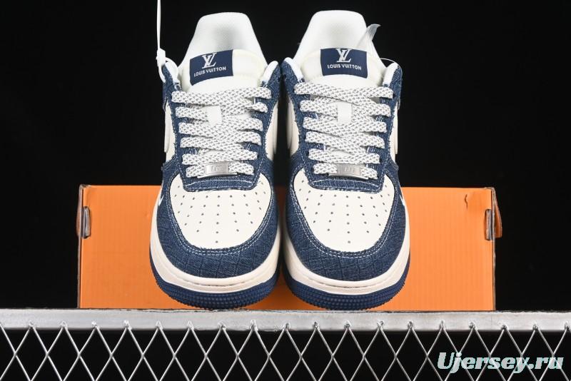 Nike Air Force 1'07 Low LV Collaboration Dark Blue Checkerboard Casual Sneakers - XS1958-551