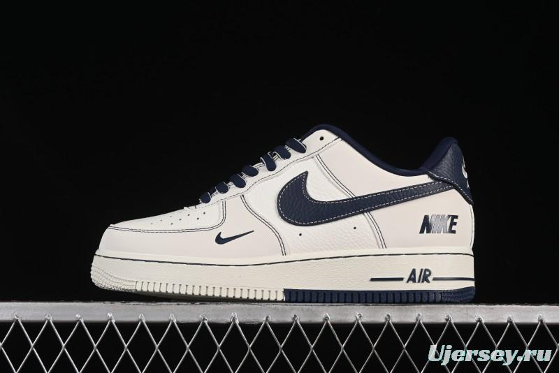Nike Air Force 1'07 Low Casual Sneakers in Cream with Blue Swoosh - SC9207-535