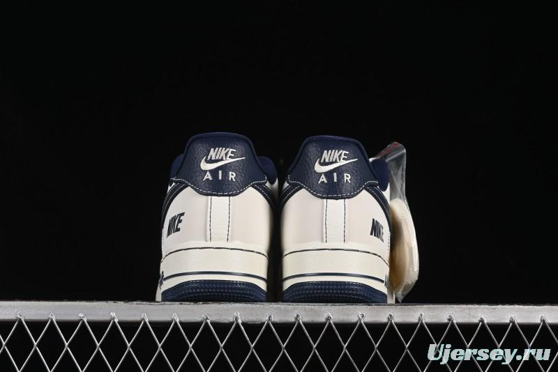 Nike Air Force 1'07 Low Casual Sneakers in Cream with Blue Swoosh - SC9207-535