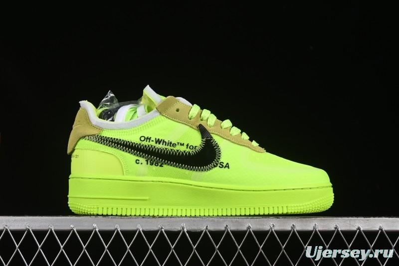 Nike Off White x Air Force 1 Low OW Collaboration Transparent Yellow Sneakers - AO4606-700