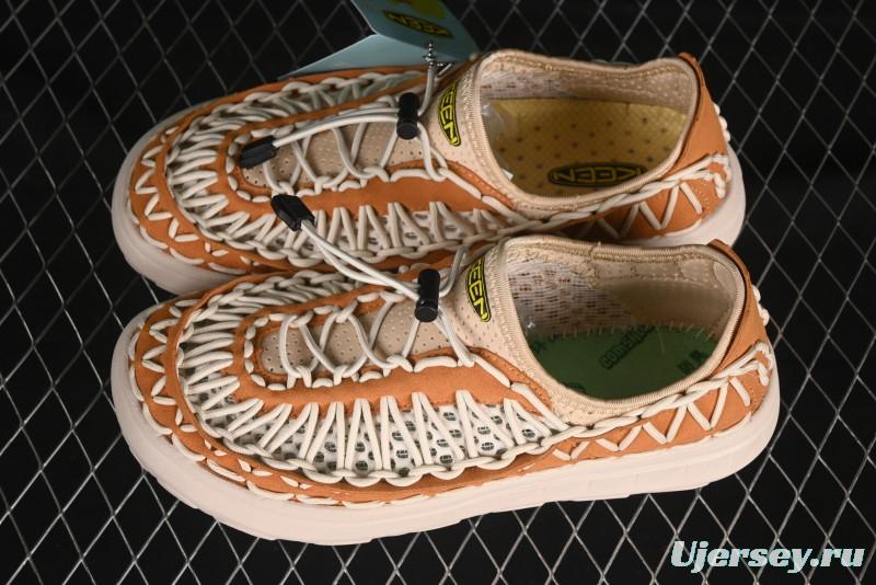 Keen Uneek Flat-M Woven Elastic Outdoor Sandals for Hiking and Water Activities - 1014097 Brown