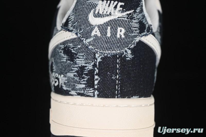 Nike Air Force 1 '07 Low Stussy Collaboration Retro Denim Casual Sneakers - XS1958-578