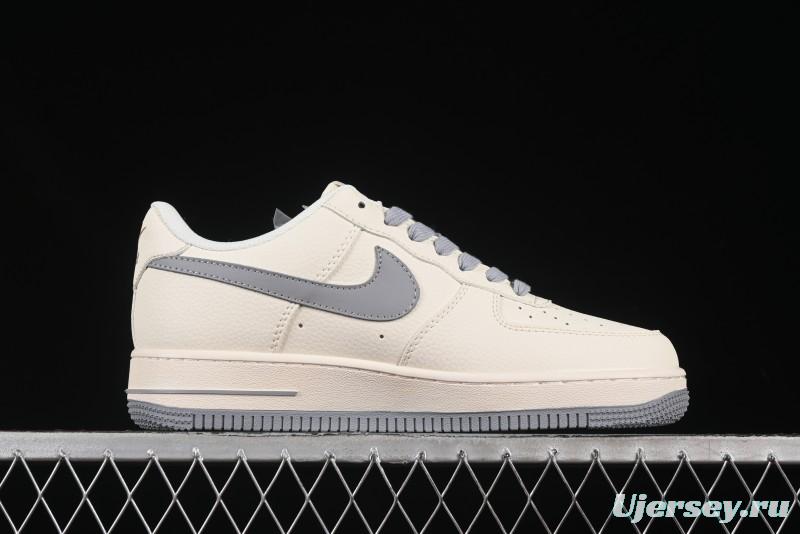 Nike Air Force 1 '07 Low Stussy Collaboration Gold Embroidery Grey Swoosh Casual Sneakers - XX3168-150