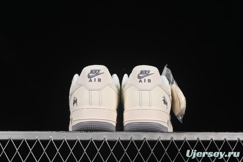 Nike Air Force 1 '07 Low Stussy Collaboration Beige Mini Swoosh Casual Sneakers - HH7518-064