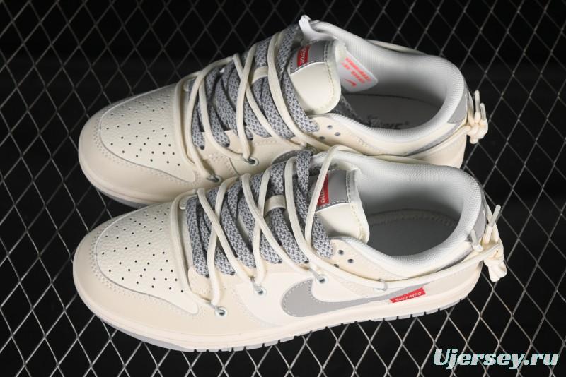 Nike SB Dunk Low Sup Anniversary Customized Low-Top Casual Skate Shoes with Strap and Grey Swoosh - DM6868-091