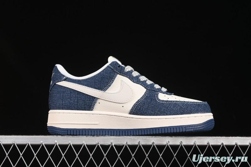 Nike Air Force 1'07 Low LV Collaboration Dark Blue Checkerboard Casual Sneakers - XS1958-551