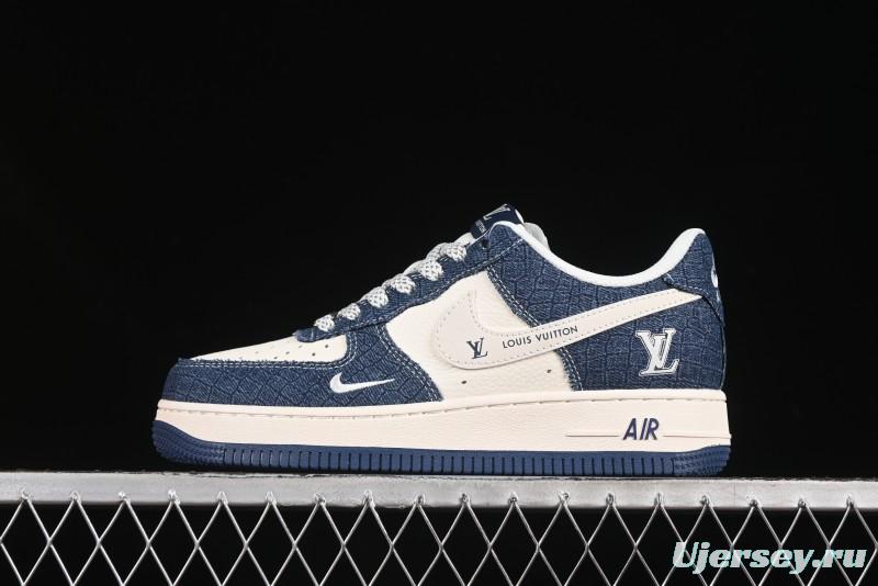 Nike Air Force 1'07 Low LV Collaboration Dark Blue Checkerboard Casual Sneakers - XS1958-551