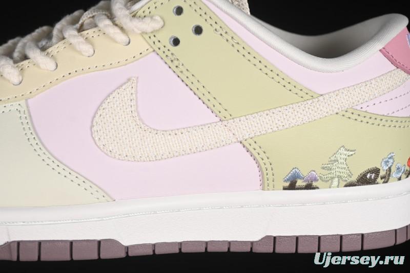 Nike Dunk Low Mushroom Floral-Themed Low-Top Casual Skate Shoes - IB8876-661