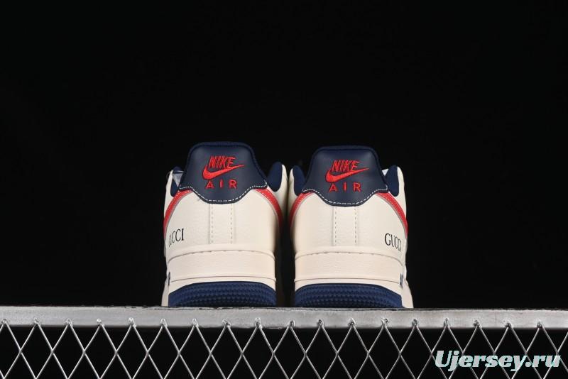 Nike Air Force 1'07 Low Gucci Collaboration Blue Red Swoosh Casual Sneakers - JJ2508-713