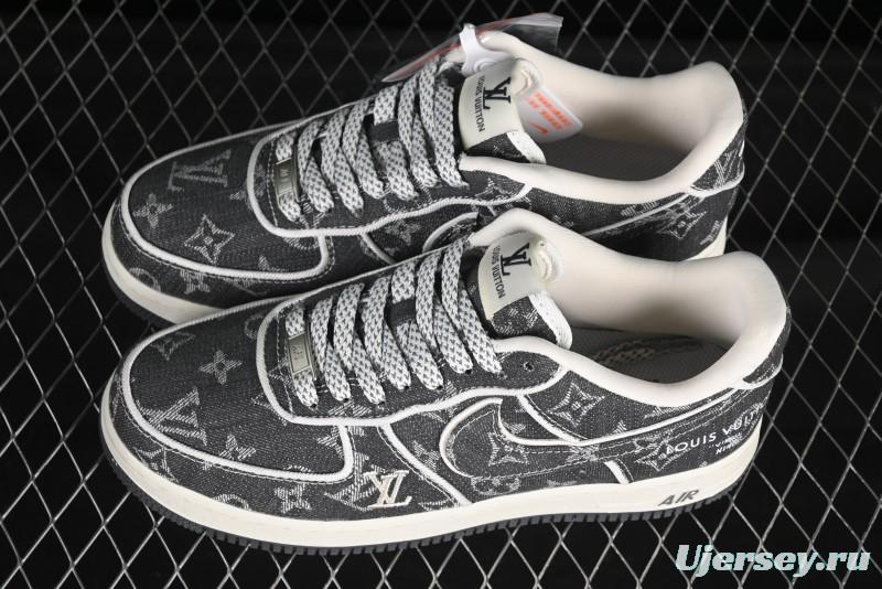 Nike Air Force 1'07 Low LV Collaboration Black Denim Casual Sneakers - SC9207-530