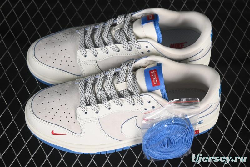 Nike SB Dunk Low Anniversary Custom Collaboration Triple Swoosh Cream White Blue Sole Low-Top Casual Skate Shoes - SC9207-411