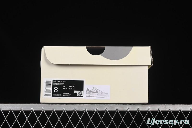 Nike Air Force 1 '07 Low Casual Sneakers in Cream Grey with Full-Length Air Cushion - SC9207-534