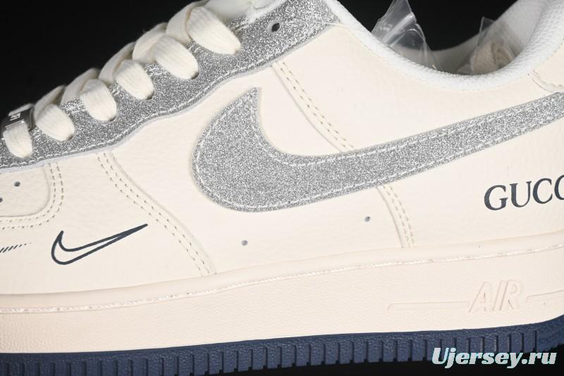 Nike Air Force 1 '07 Low Gucci Collaboration Silver Swoosh Casual Sneakers - XS1958-546