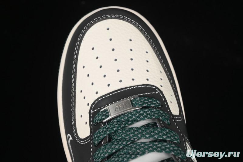 Nike Air Force 1 '07 Low Stussy Collaboration Black Green Swoosh Casual Sneakers - XS1958-572