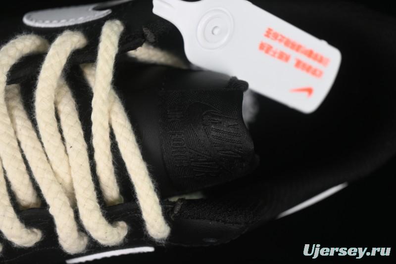 Nike Air Force 1 '07 Low Casual Sneakers in Black & White with Hemp Rope Detailing - ZH0316-073