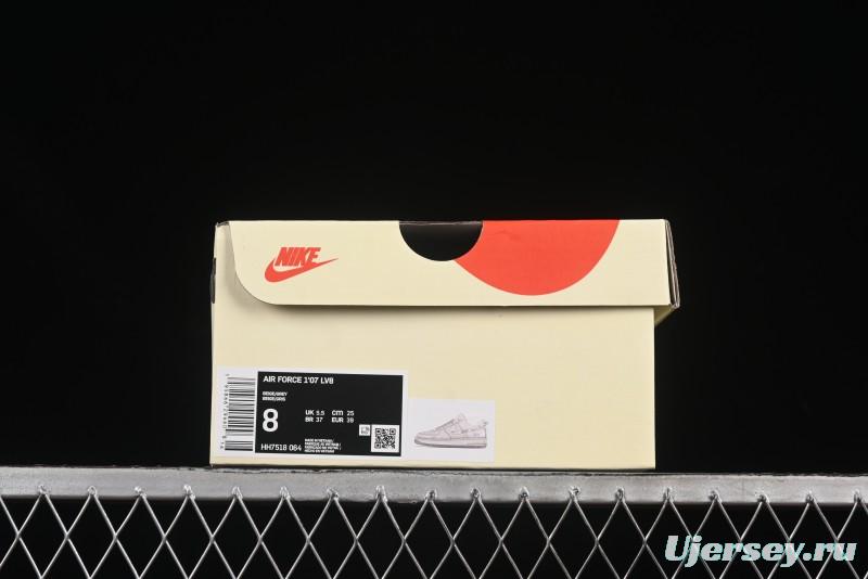 Nike Air Force 1 '07 Low Stussy Collaboration Beige Mini Swoosh Casual Sneakers - HH7518-064