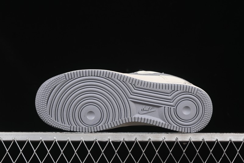 Nike Air Force 1 '07 Low Stussy Collaboration Gold Embroidery Grey Swoosh Casual Sneakers - XX3168-150
