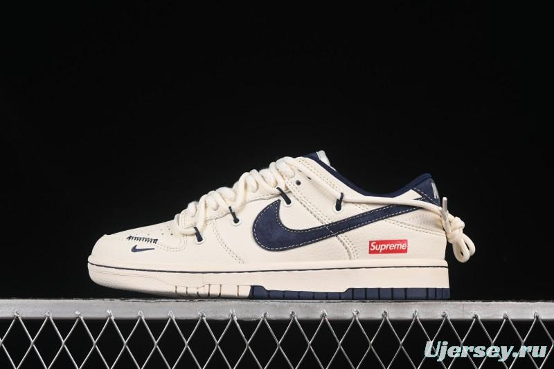 Nike SB Dunk Low Sup Series Strap White Navy Swoosh Anniversary Custom Low-Top Casual Skate Shoes - YX5066-279