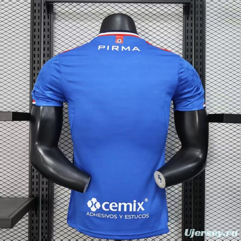 Player Version 25/26 Cruz Azul Home Blue with Digital Pixel Pattern Jersey