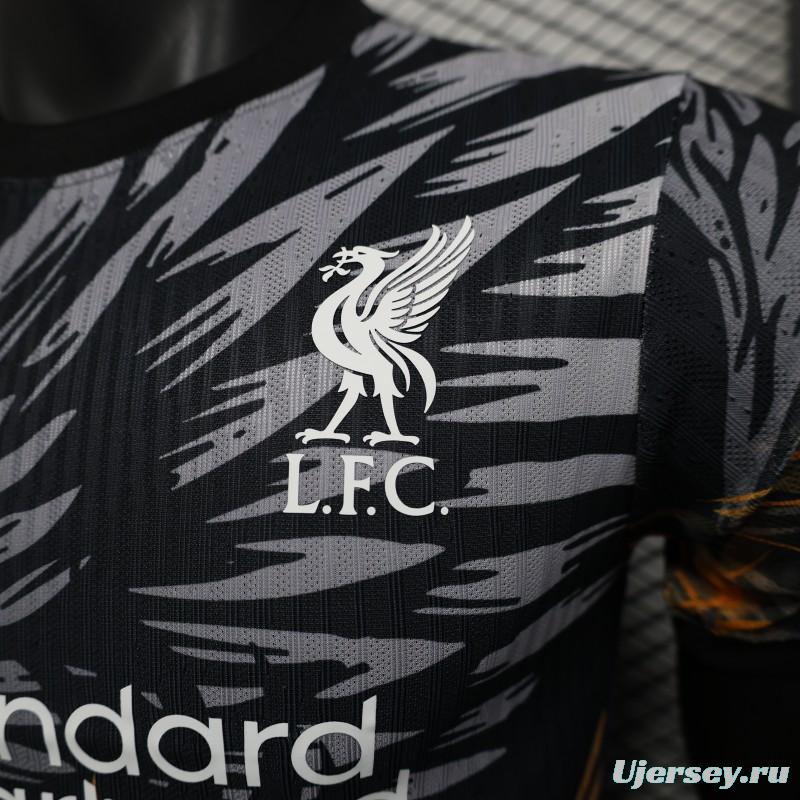 Player Version 25/26 Liverpool Dark Grey with Golden Phoenix Pattern Jersey