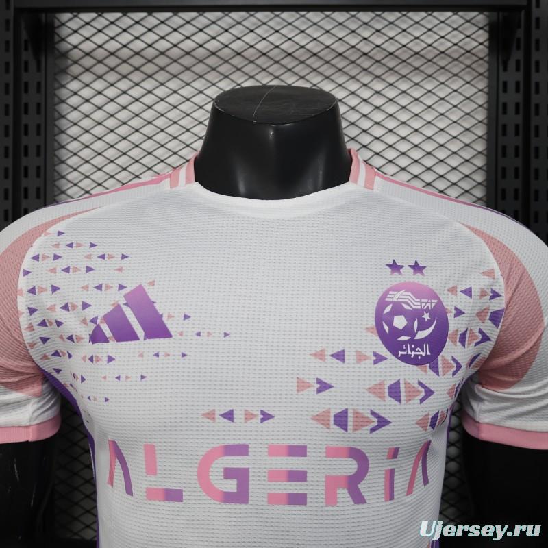 Player Version 2025 Algeria White-Pink with Geometric Pattern Jersey