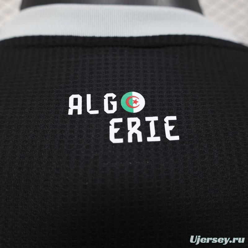 Player Version 2025 Algeria Black with White Arabic Sponsor Jersey