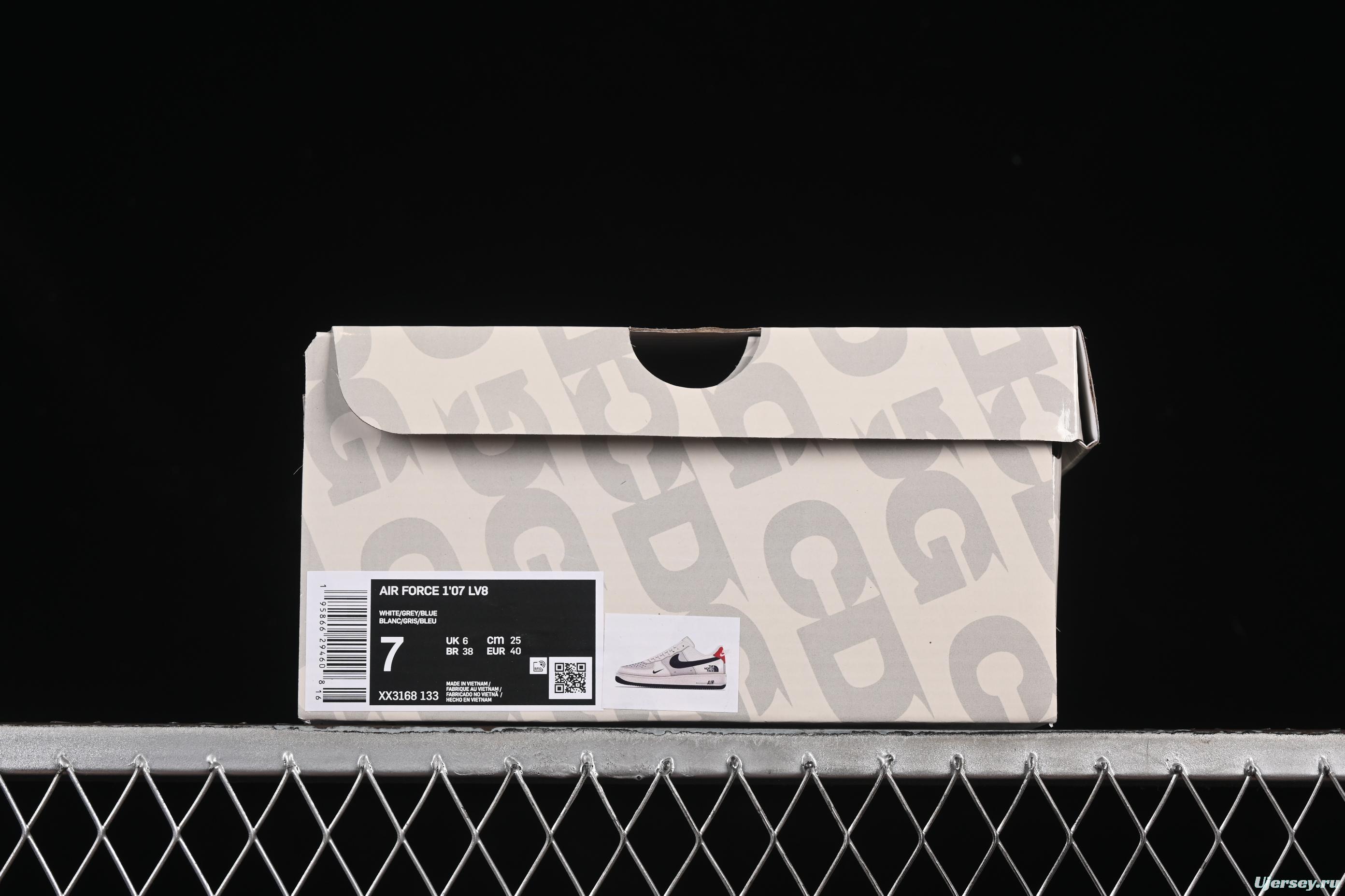 Nike Air Force 1 '07 Low The North Face Collaboration Red Heel Navy Blue Casual Sneakers - XX3168-133