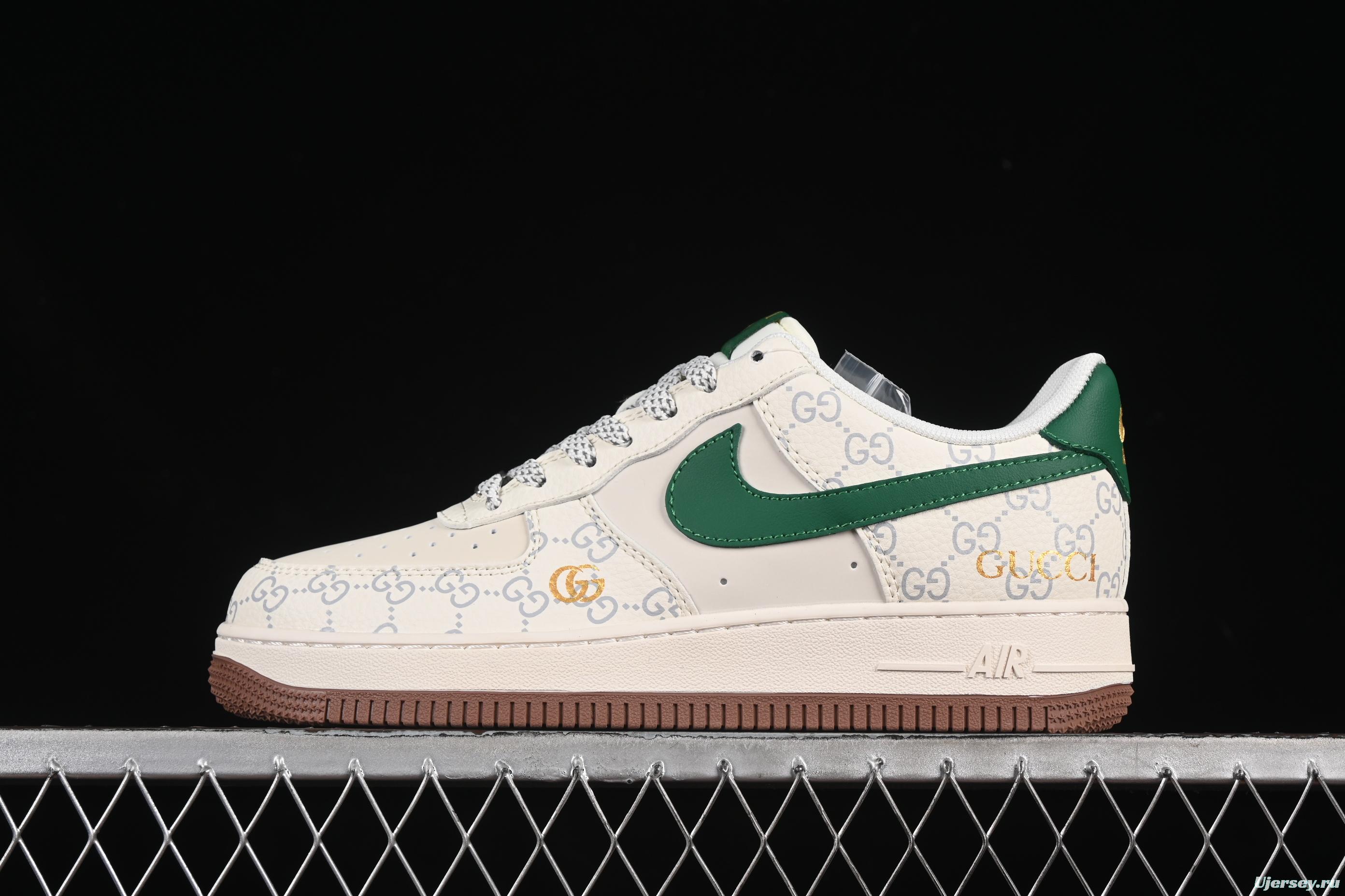 Nike Air Force 1 '07 Low Gucci Collaboration Brown Sole Green Swoosh Casual Sneakers - JJ2508-711