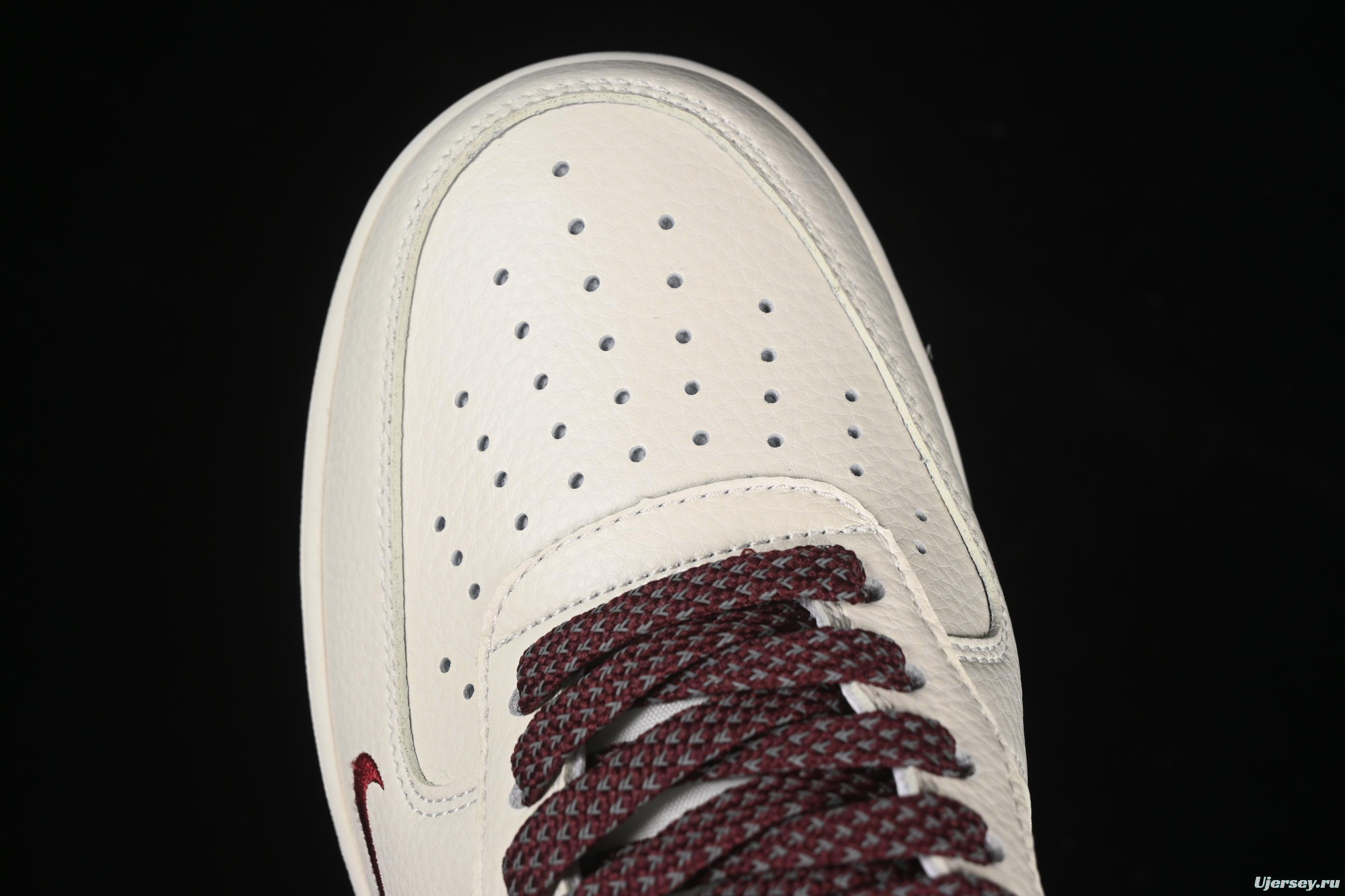 Nike Air Force 1'07 Low "Dream" Casual Sneakers with White Wine Red Swoosh - DR2024-105