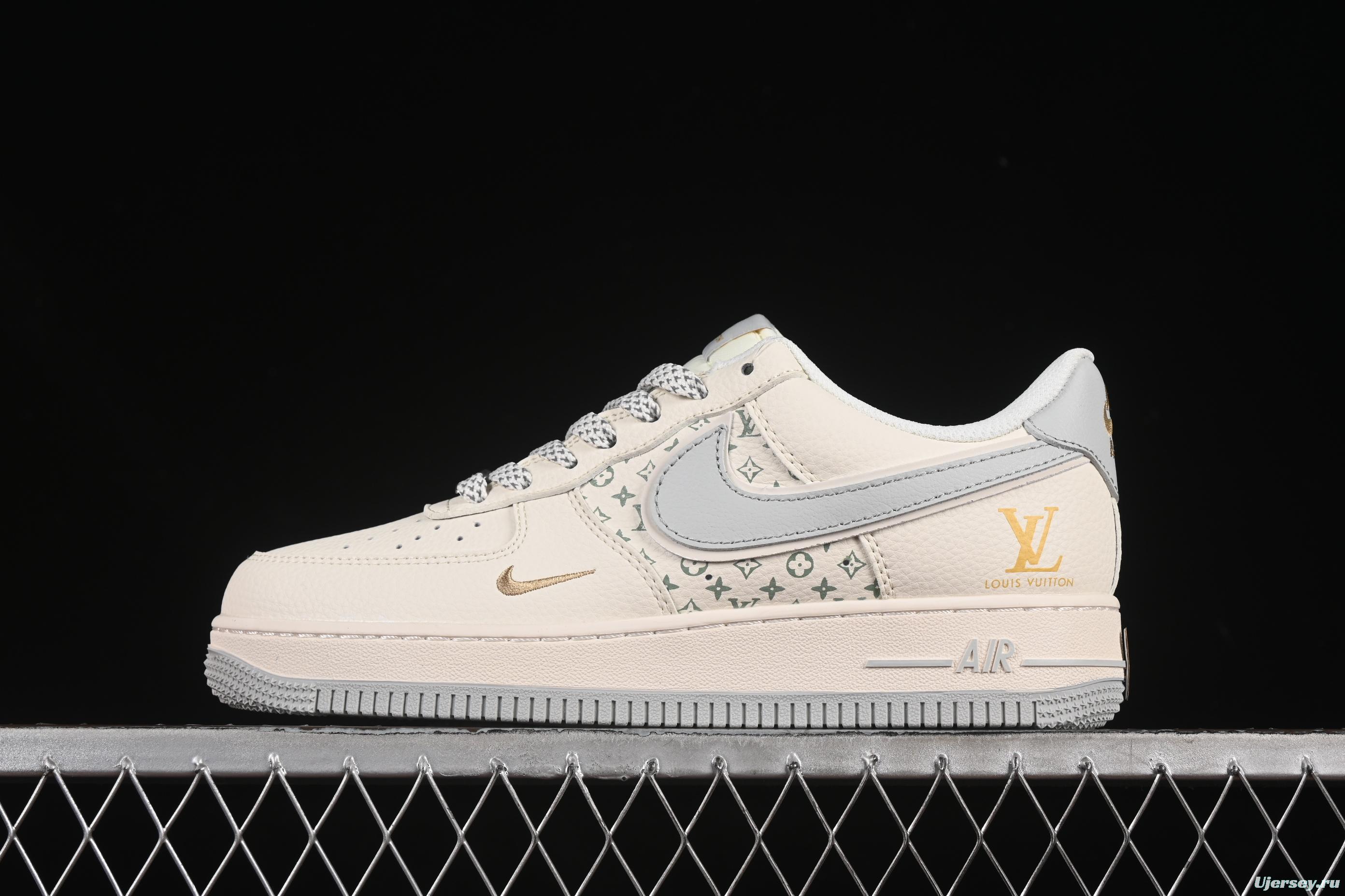 Nike Air Force 1'07 Low LV Collaboration Print Small Gold Swoosh Casual Sneakers - XX3168-159