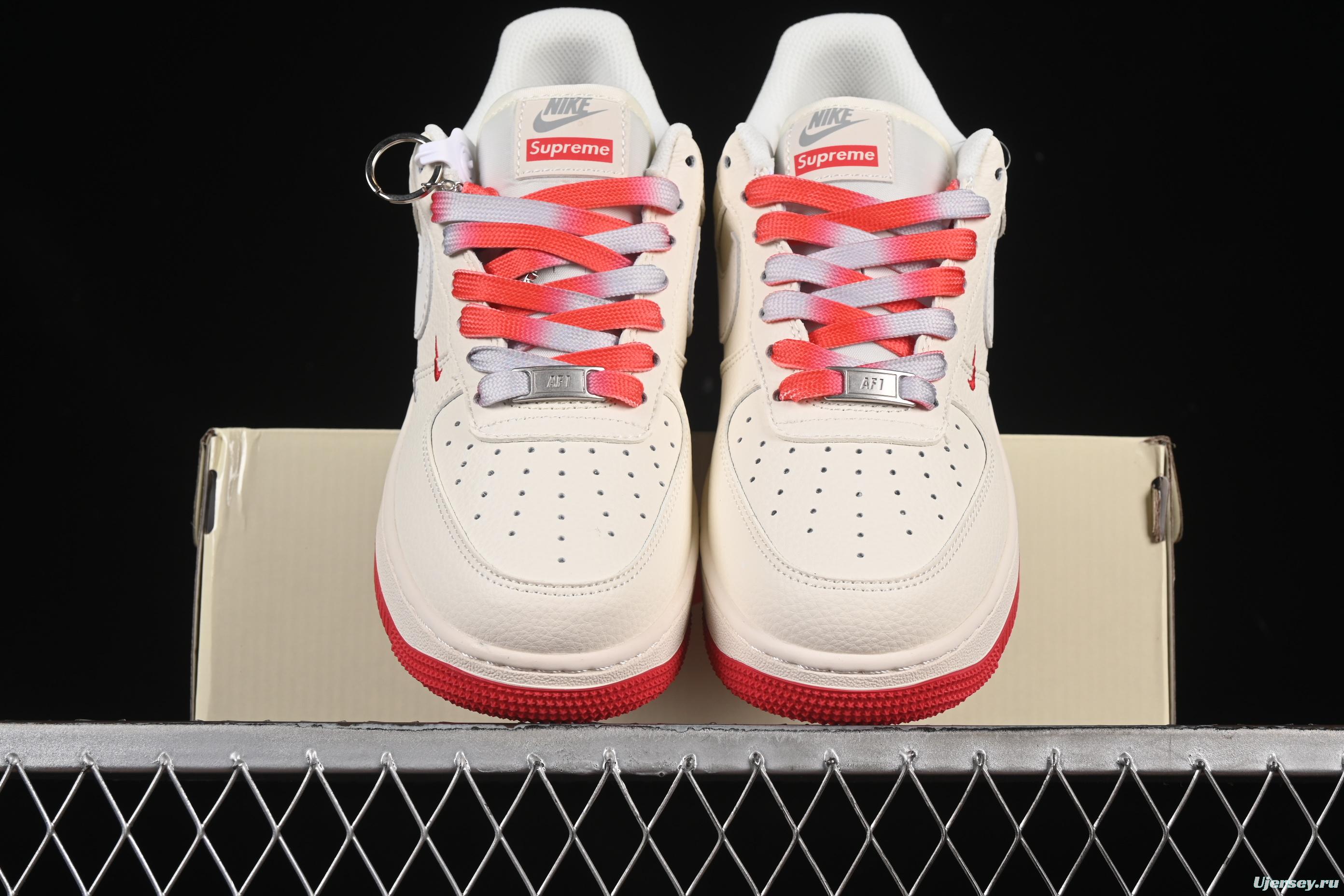 Nike Air Force 1 '07 Low Supreme Collaboration Two-Tone Red Grey Casual Sneakers - XX3168-157