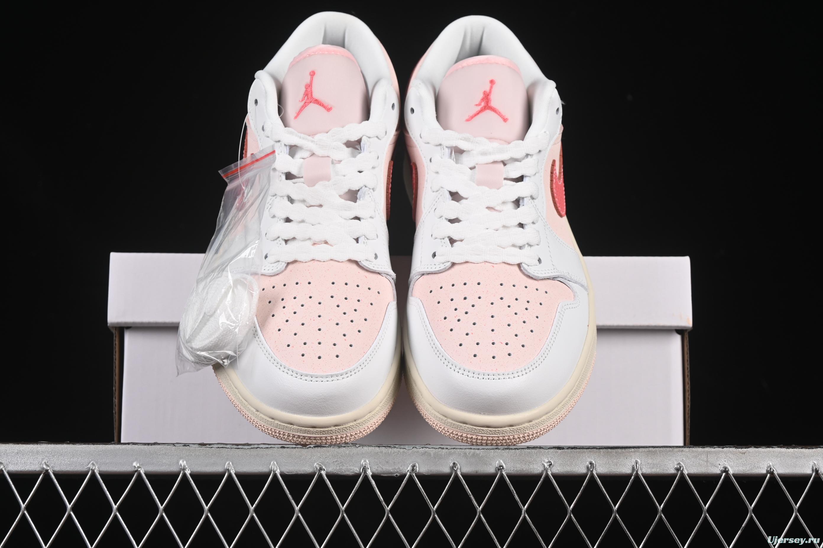 Nike Air Jordan 1 Low AJ1 White Pink Low-Top Casual Lifestyle Sneakers - IB8156-133