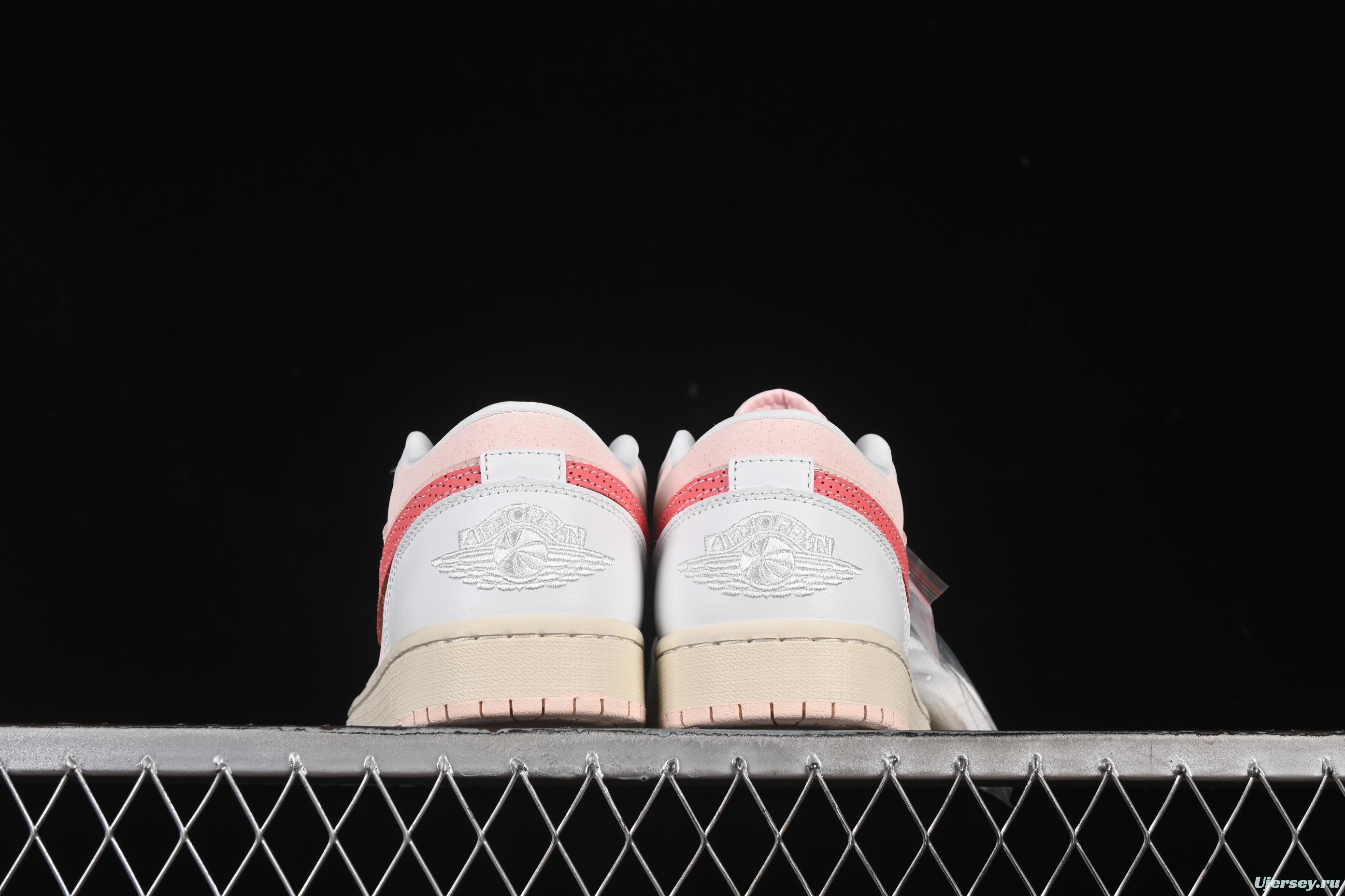 Nike Air Jordan 1 Low AJ1 White Pink Low-Top Casual Lifestyle Sneakers - IB8156-133