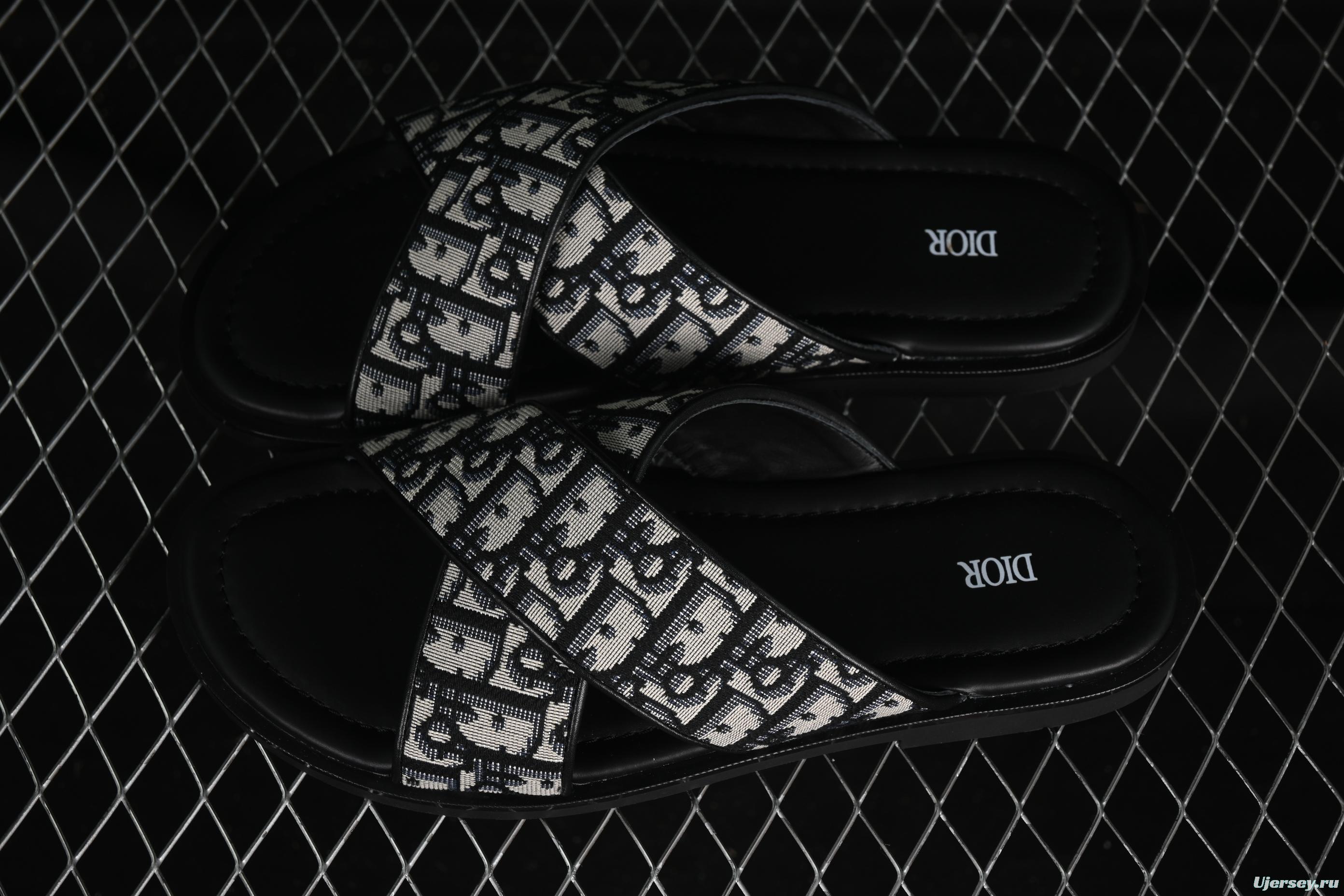 Dior Alias Oblique Summer Men's Slip-On Loafers with Cross Strap Design - 3SA126ZSA