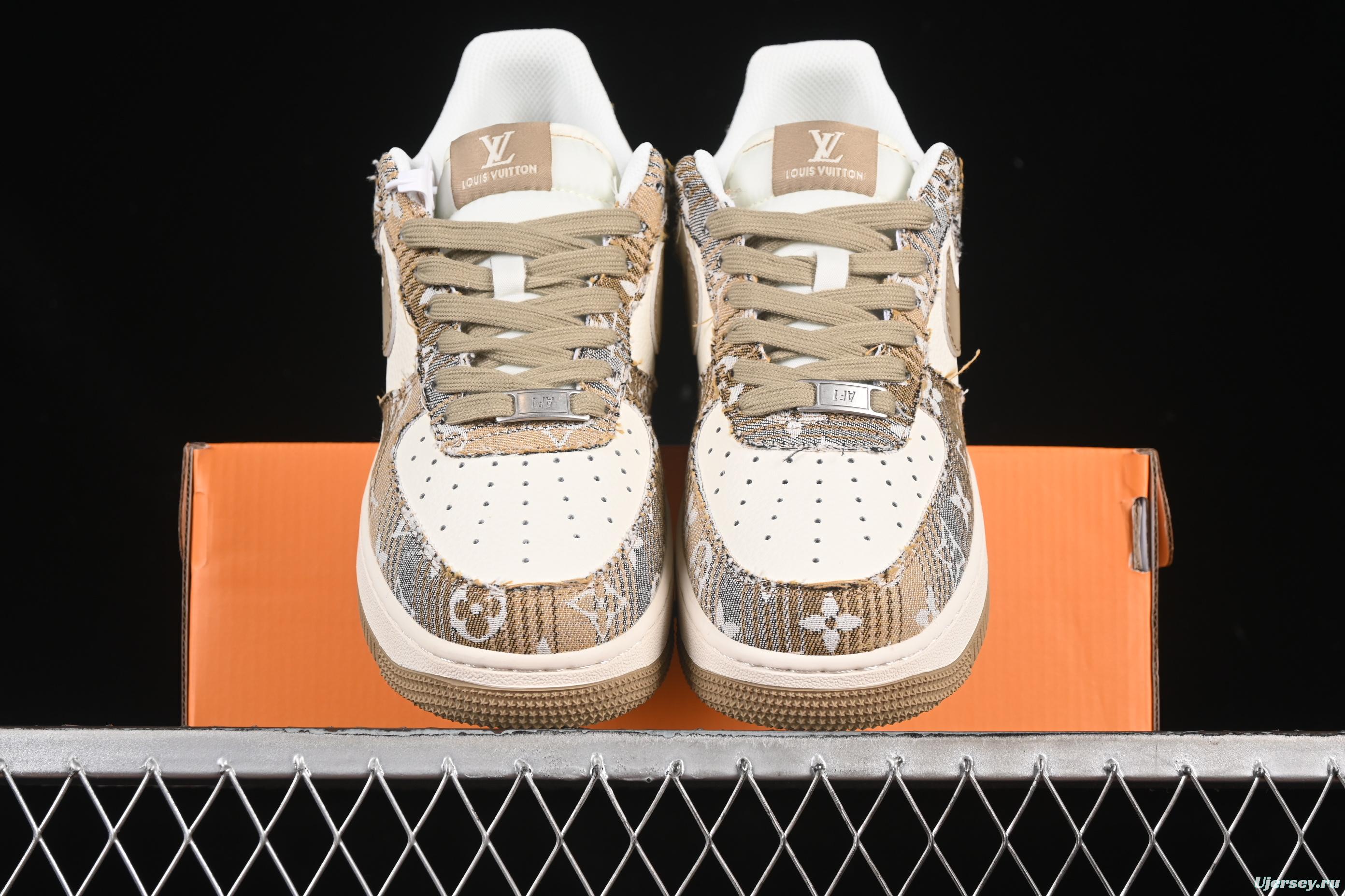 Nike Air Force 1'07 Low LV Collaboration Khaki Print Denim Casual Sneakers - XS1958-582