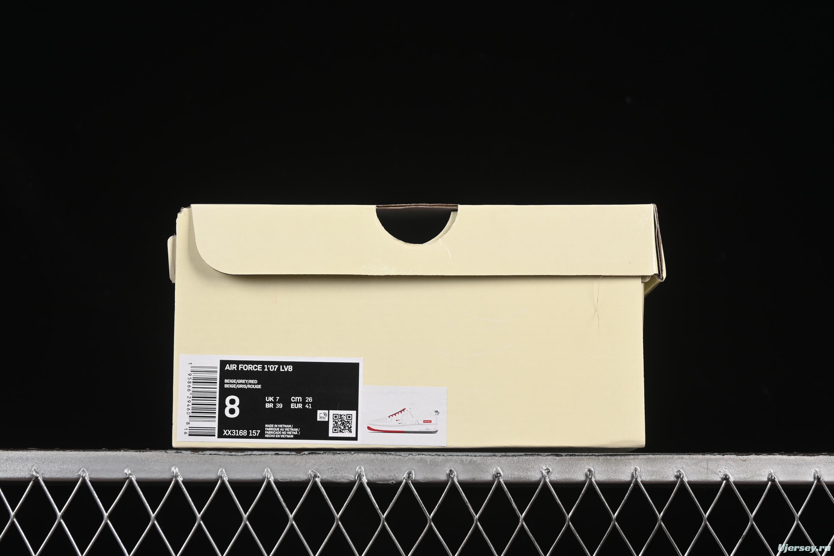 Nike Air Force 1 '07 Low Supreme Collaboration Two-Tone Red Grey Casual Sneakers - XX3168-157
