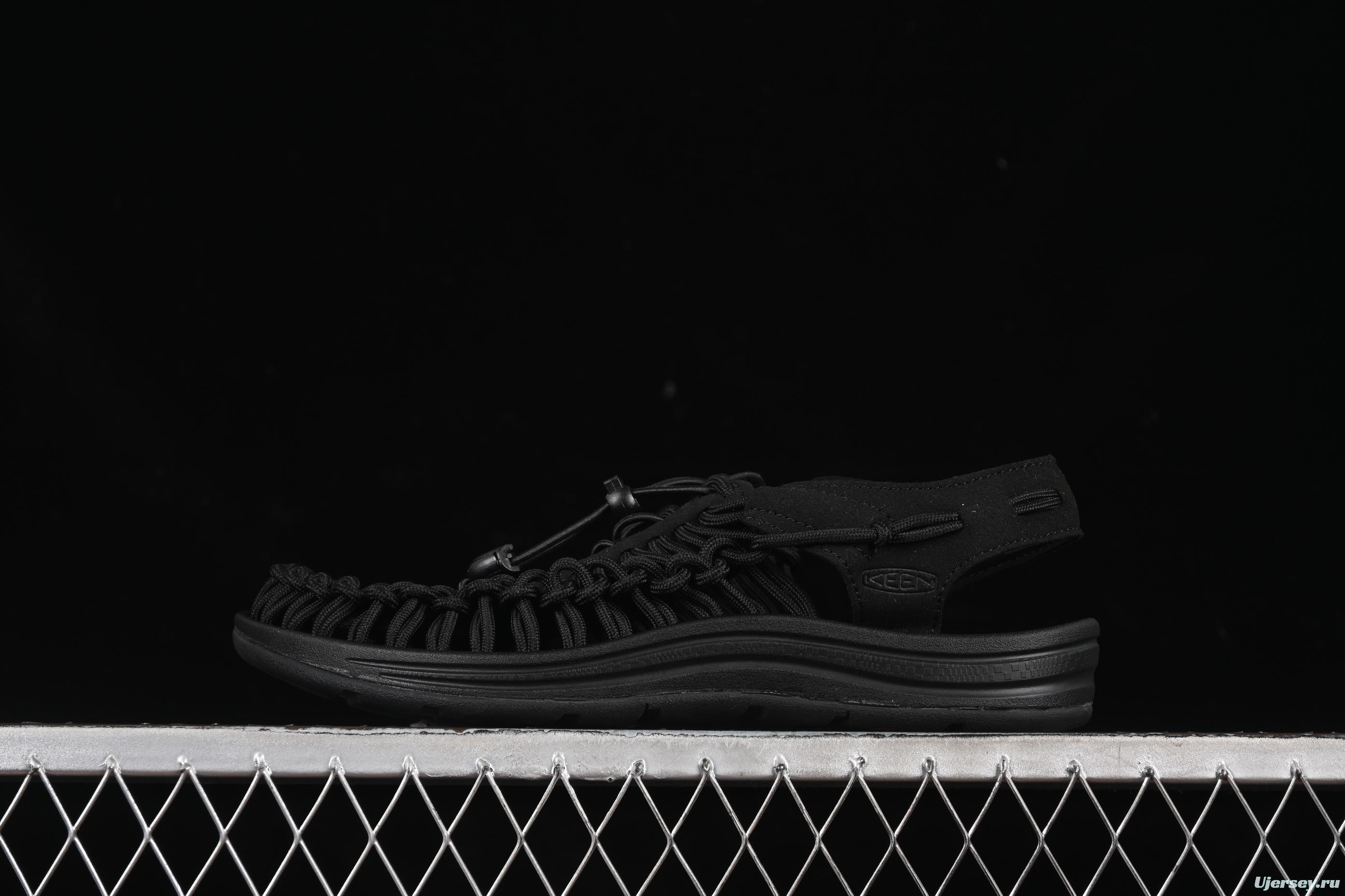 Keen Uneek Flat-M Woven Elastic Strap Casual Outdoor Water Sandals - 1014097 BLACK