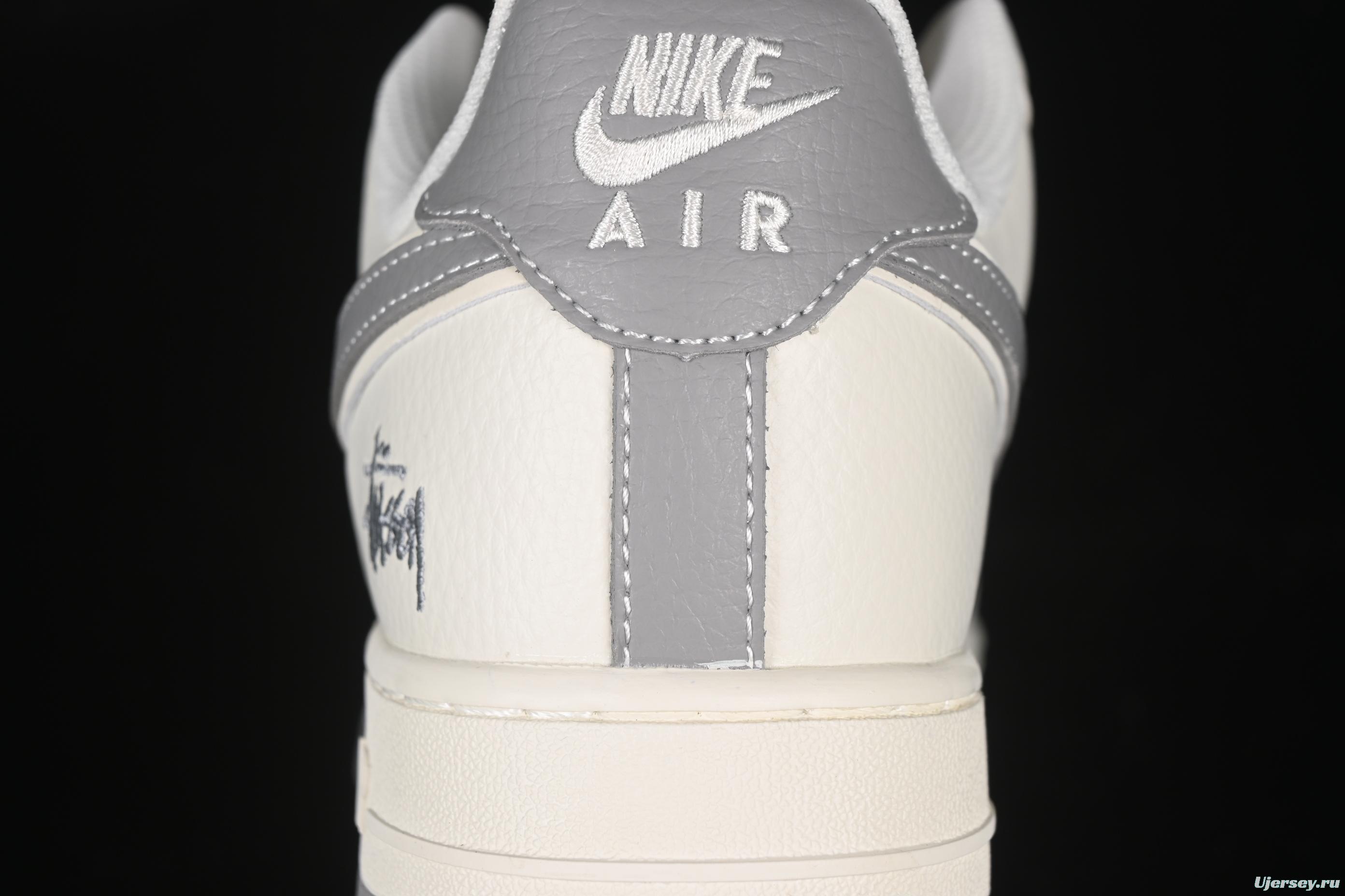 Nike Air Force 1'07 Low Stussy Collaboration Grey Swoosh Grey Base Red Label Casual Sneakers - CS5288-008