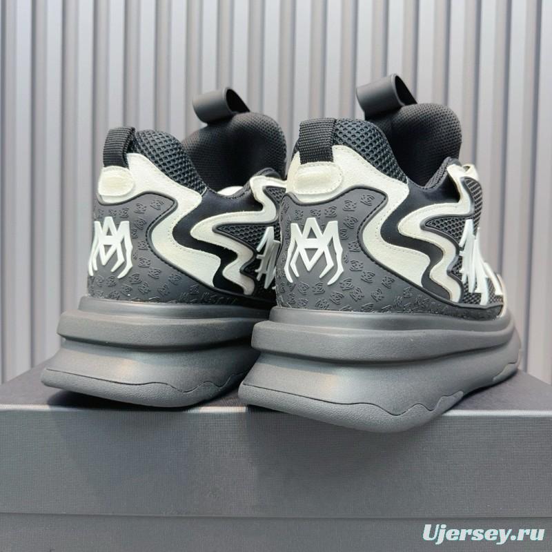 2024 Unisex Amiri Black White Mesh Leather Sneakers MJ00410