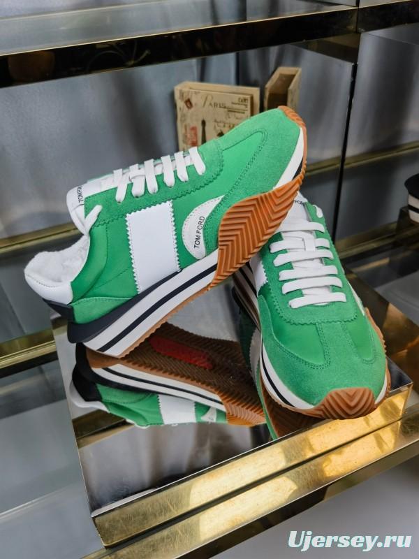 2025 Unisex TOM FORD Green White Suede Leather Sneakers LY00360(F)/LY00370(M)