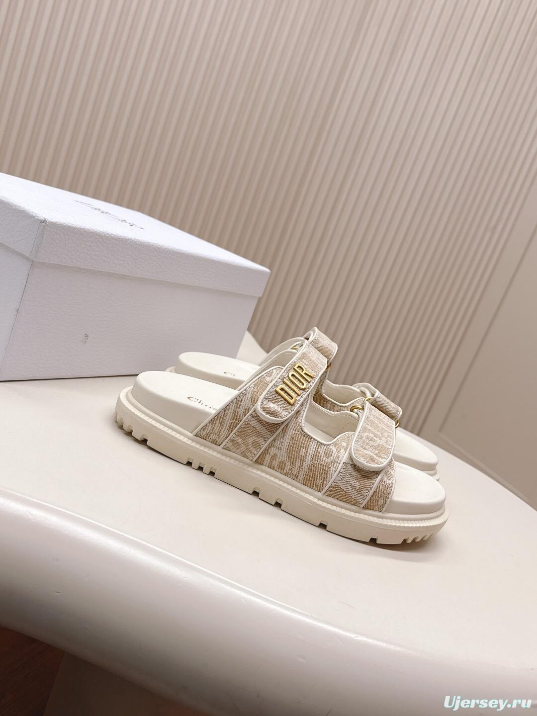 2025 Slippers Dior Beige Fabric Slippers LY