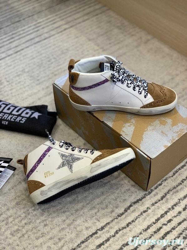 2024 Unisex GGDB White Brown Suede Leather High Top Sneakers MJ00300