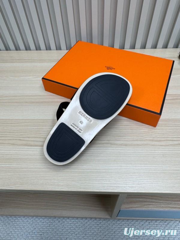 2025 Slippers Hermès Black Suede Sandals