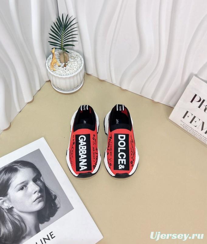 2024 Kids Dolce & Gabbana Red Black White Nylon Sneaker