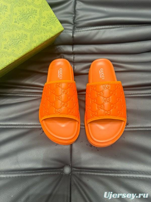 2024 Slippers Gucci Orange Rubber Slippers MJ00200