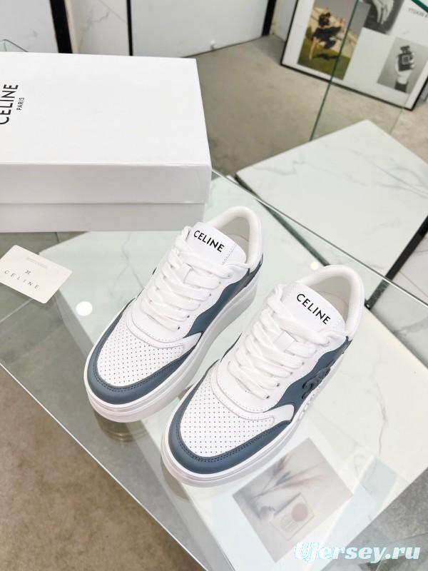 2025 Unisex CELINE White Grey Leather Sneakers