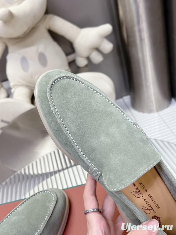 2025 Men LP Light Green Suede Loafers LY00260