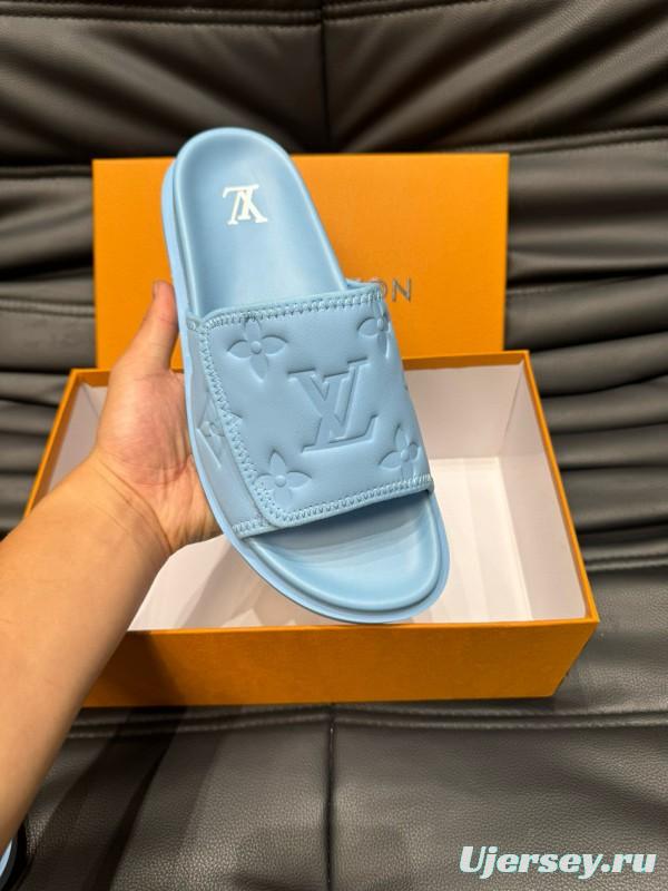 2024 Slippers Louis Vuitton light blue synthetic leather Slippers MJ00200