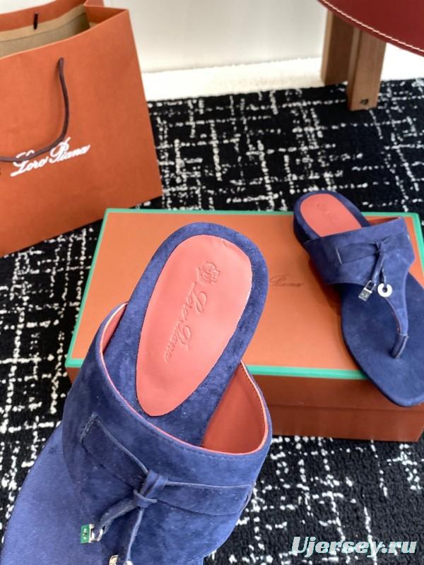 2025 Women Le Parmentier Blue Suede Slippers KFY00280